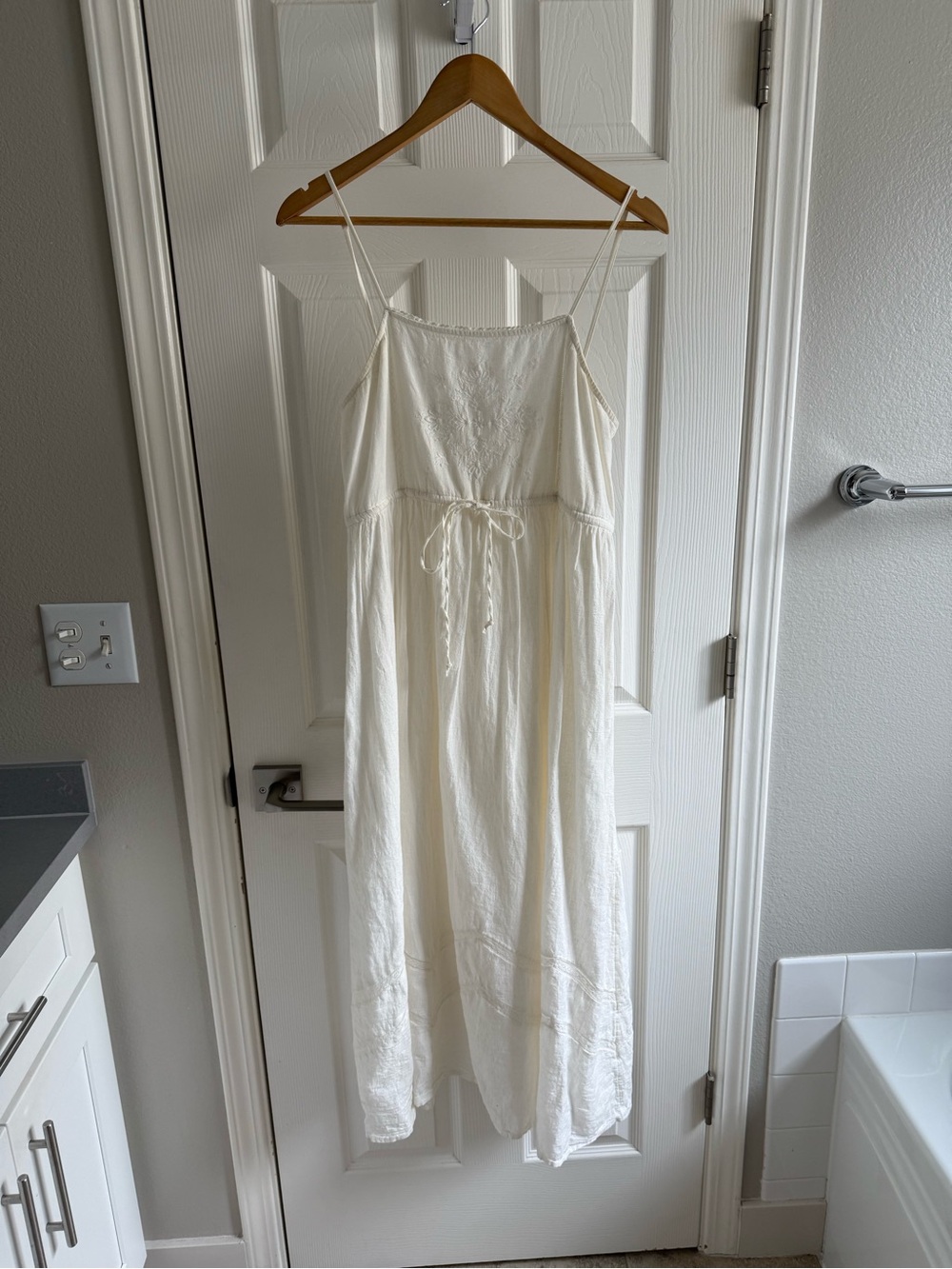 Zara Cream Midi Spaghetti-Strap Dress